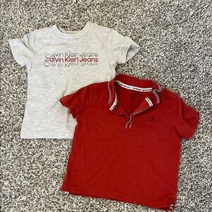 Calvin Klein Jeans Red Polo & Light Gray Logo Tee Kids Set